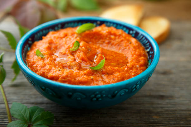 istock Homemade red pepper dip 923245758