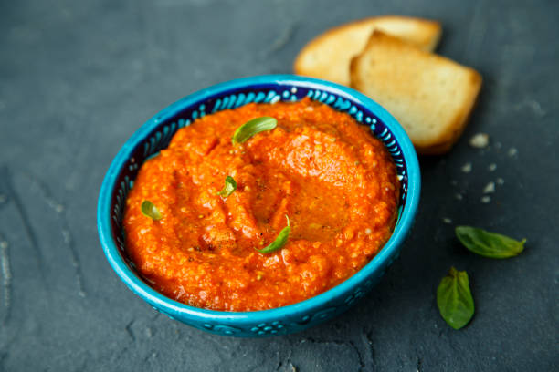 istock Homemade red pepper dip 923245764