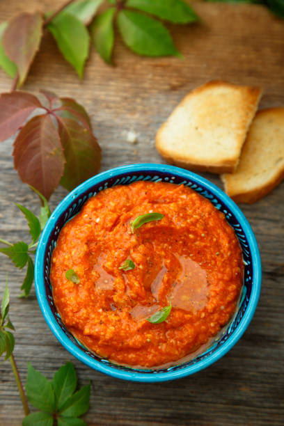 istock Homemade red pepper dip 923245930