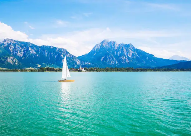 Lake Forggensee with Säuling, Füssen, Allgäu, Bavaria, Germany
