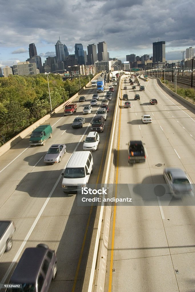 On The Road Again Busy highway in a major city Business Travel Stock Photo