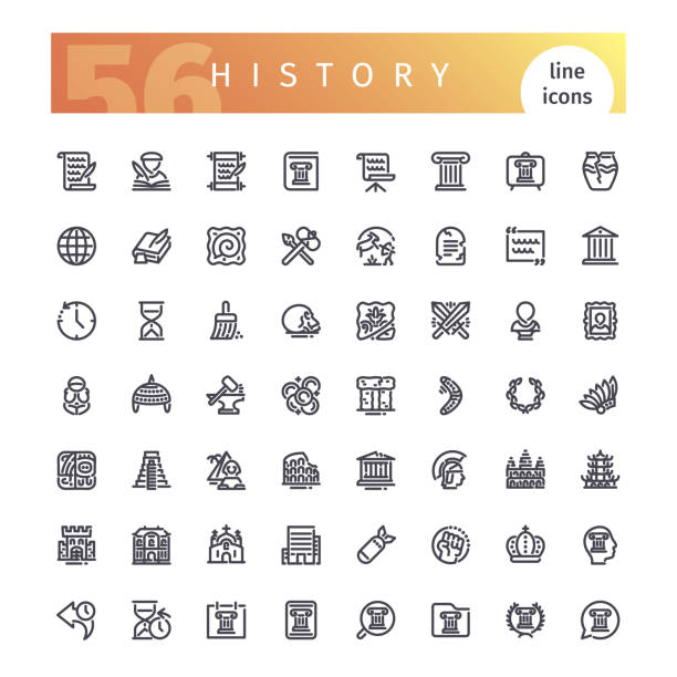 History Line Icons Set Set of 56 history line icons suitable for web, infographics and apps. Isolated on white background. Clipping paths included. history stock illustrations