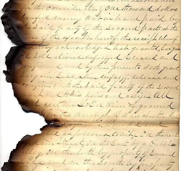 istock Hand written vintage letter with burnt edges 92325614