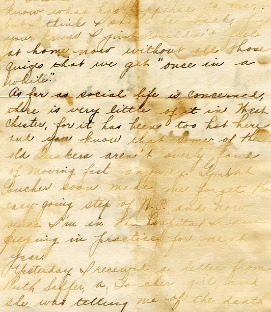 scritte a mano vintage lettera di acqua danneggiati - old letter foto e immagini stock