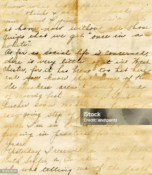 Hand Written Water Damaged Vintage Letter Stock Photo - Download Image Now - Handwriting, Letter - Document, Old