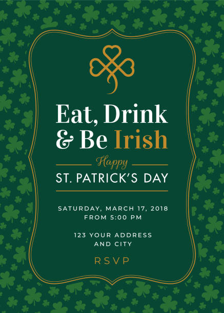 st. patricks day party einladung vorlage - irish culture stock-grafiken, -clipart, -cartoons und -symbole