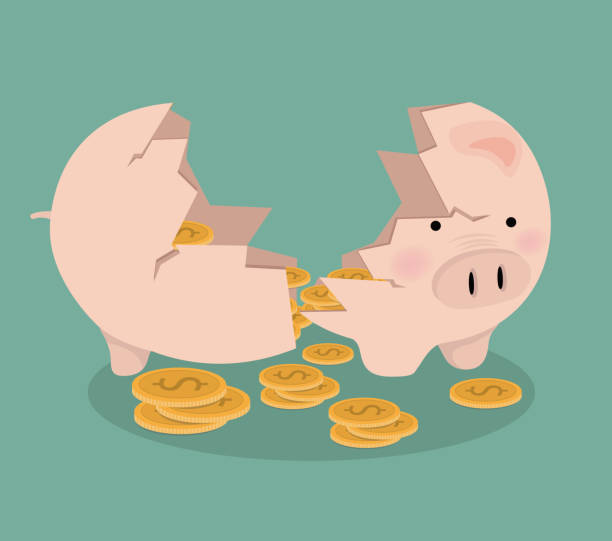 illustrazioni stock, clip art, cartoni animati e icone di tendenza di rotto rosa piggy bank money savings concetto di crescita - povertà asia