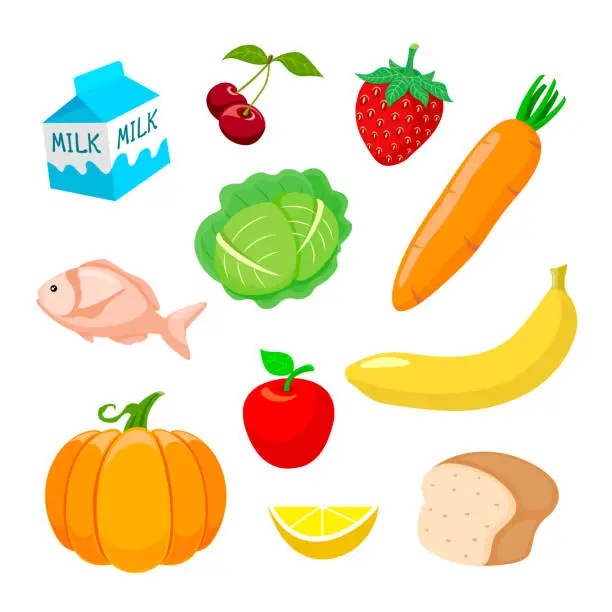 Vector illustration of Foods that help health-care.