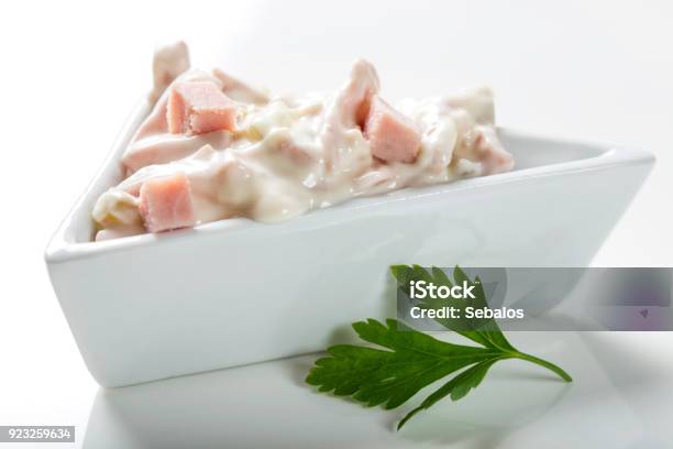 Fresh Salad In Bowl Made From Meat And Mayonnaise Stock Photo - Download Image Now - Appetizer, Bowl, Chicken Meat