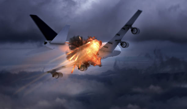 Airplane explosion / terror attack stock photo