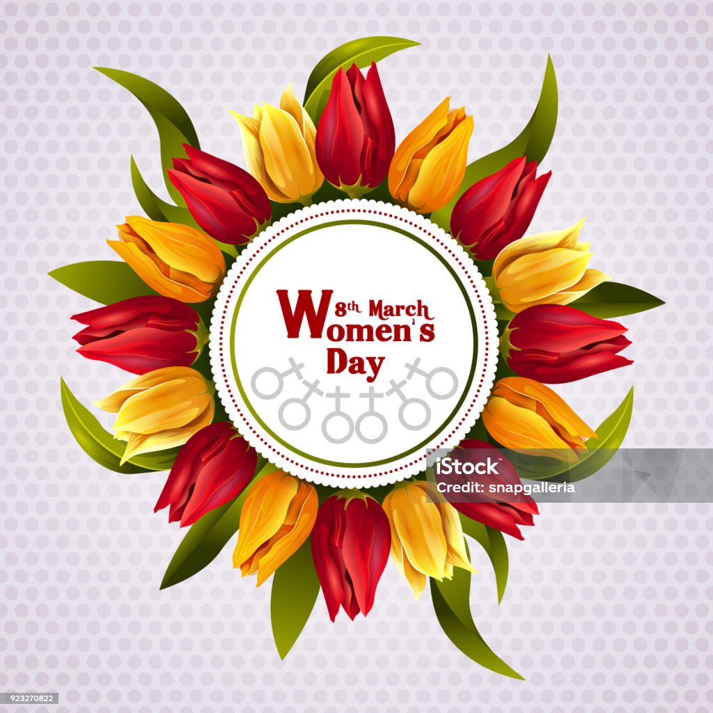 Ilustración de Hermosa Flor Para Un Saludo Feliz Internacional De La Mujer  Día Fondo y más Vectores Libres de Derechos de Amor - iStock