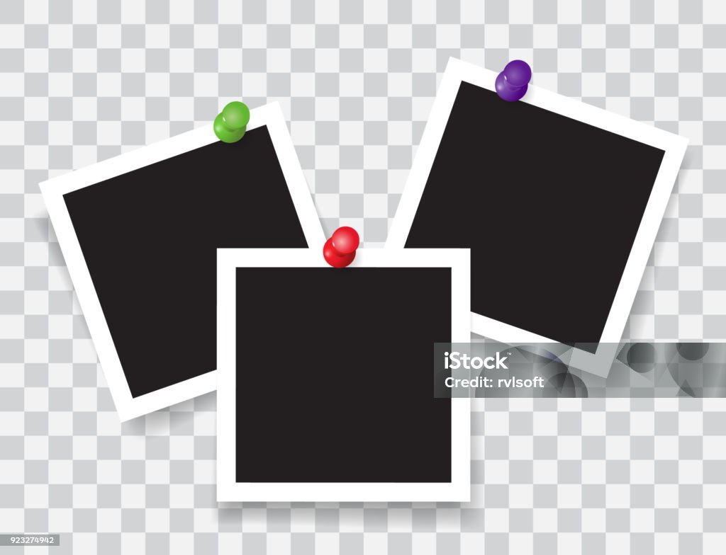 Pin Frame Jpg Realistic Photo Frame With Color Pins Stock Illustration - Download ...