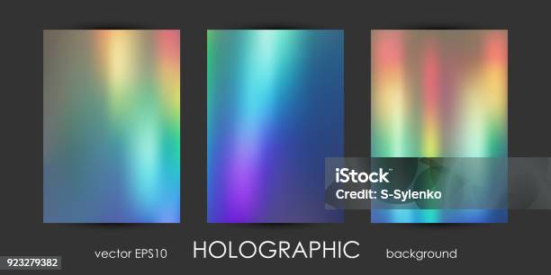 Set Of Trendy Holographic Backgrounds For Cover Flyer Brochure Poster Wedding Invitation Wallpaper Backdrop Business Design Stock Illustration - Download Image Now