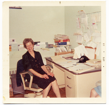 Vintage photo of a secretary in her office