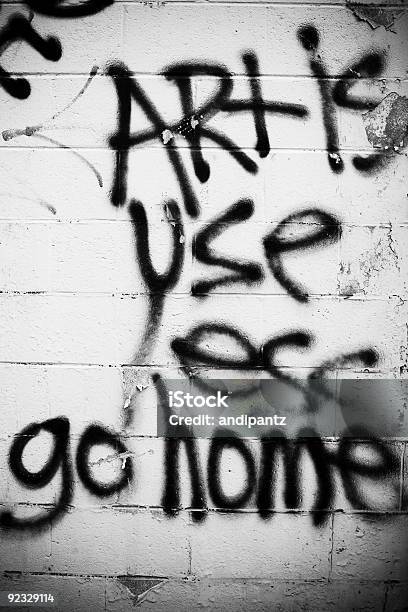 Art Is Useless Go Home Stock Photo - Download Image Now - Abstract, Advice, Architecture