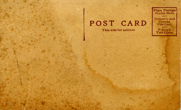 istock Vintage postcard stained and yellow with age 92329398