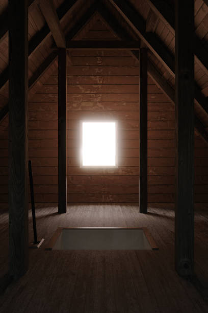 istock 3d rendering of an empty wooden attic room 923298408