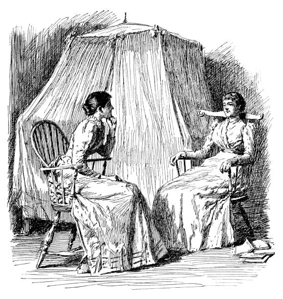 Sisters talking - Scanned 1891 Engraving