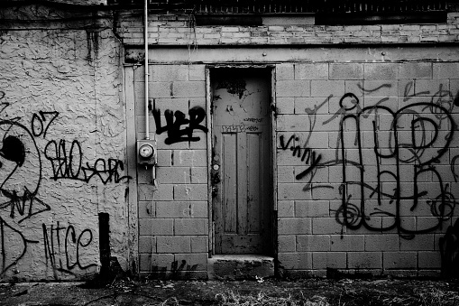 Graffiti wall and old door in Philadelphia