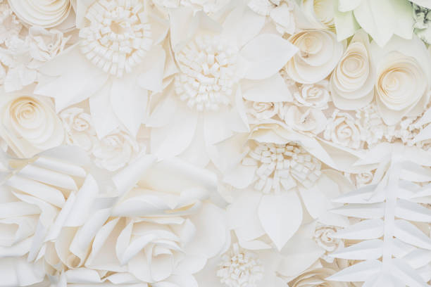 istock Abstract white paper flower design background 923305264
