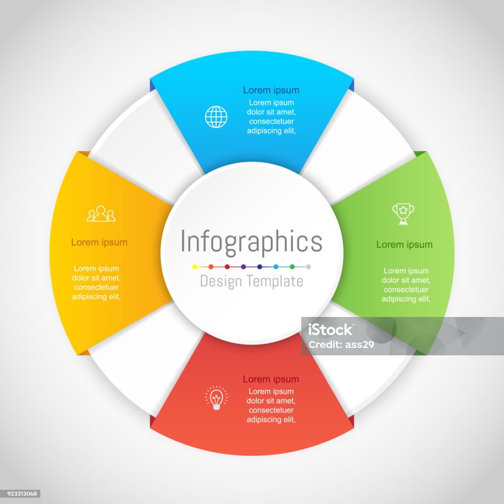 Infographic design elements for your business data with 4 options, parts, steps, timelines or processes. Vector Illustration. Four Objects stock vector