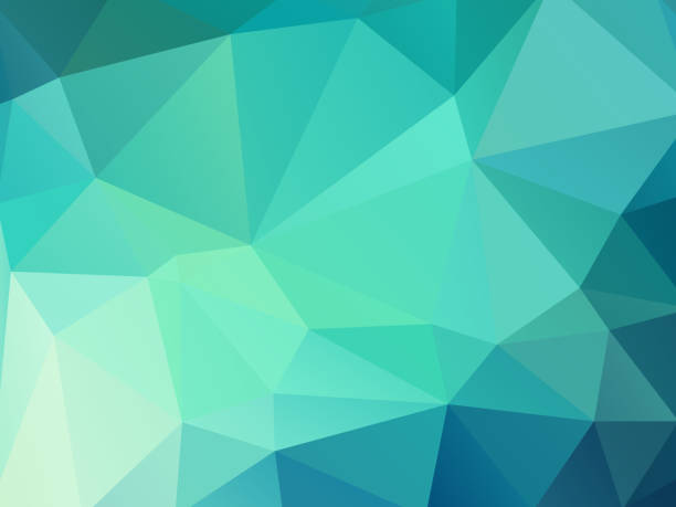 zelené barevné geometrické mozaikové pozadí - modelování s nízkým počtem polygonů stock ilustrace