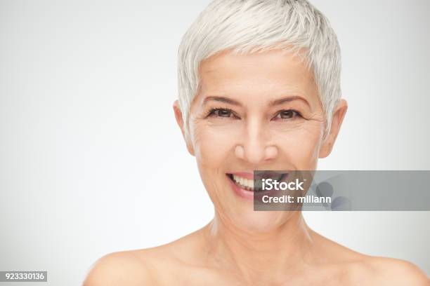 Portrait Of Beautiful Senior Woman Stock Photo - Download Image Now - Women, 50-54 Years, One Woman Only