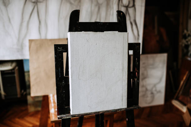 istock Blank canvas. Artistic equipment in a artist studio. 923334442