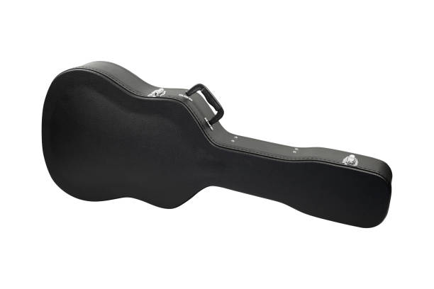 istock Musical instrument - Black acoustic guitar hard case. Isolated 923340944