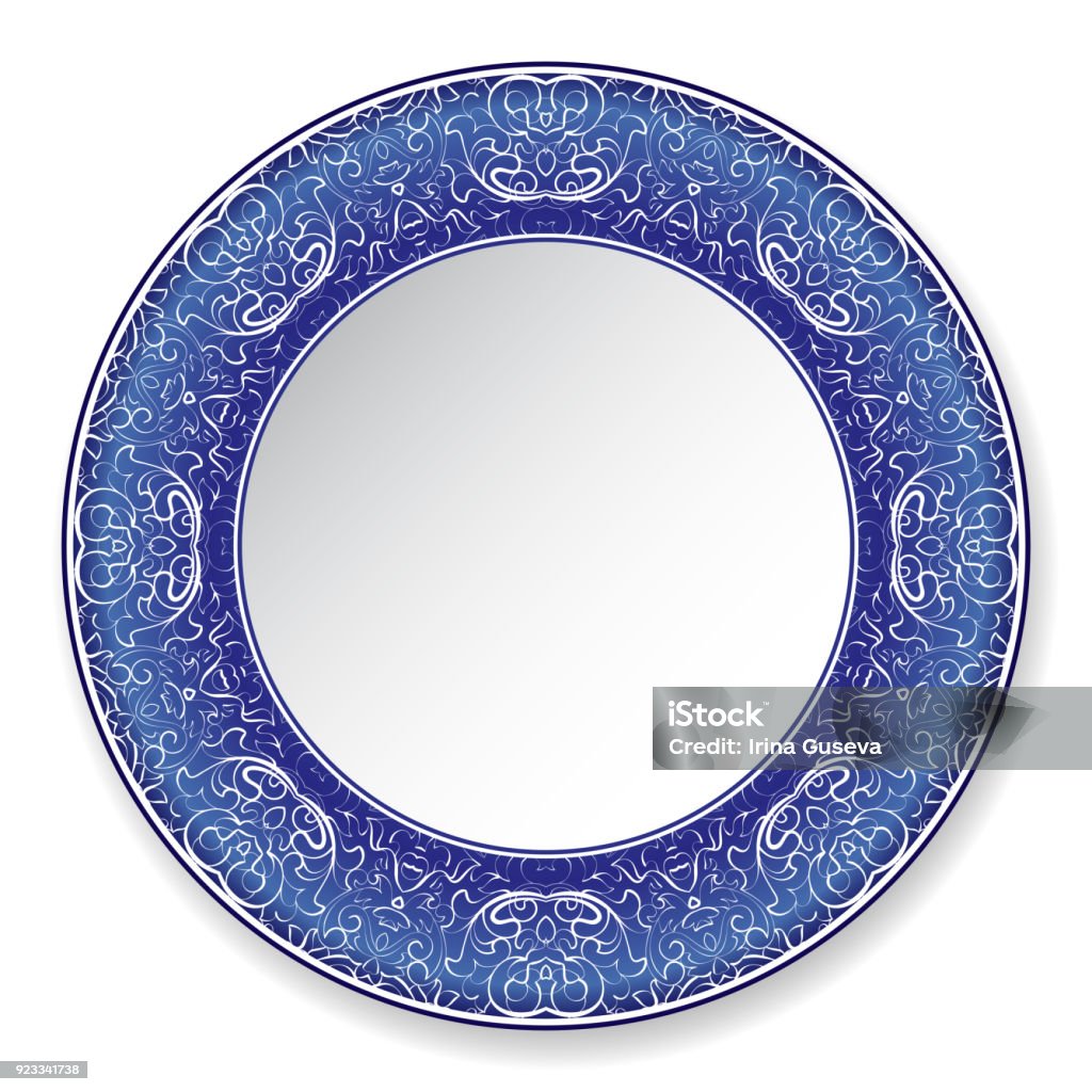 Patterned Plate Dark Blue Decorative Plate With Pattern Stock Illustration - Download ...
