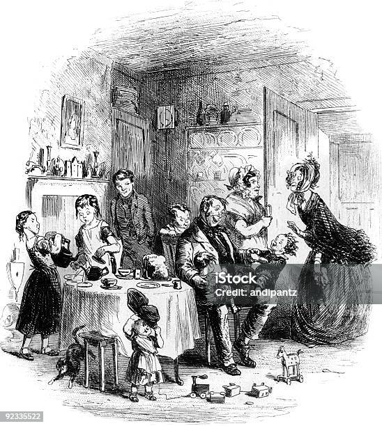 Miss Tox Pays A Visit To The Toodle Family Stock Photo - Download Image Now - Charles Dickens, Family, 19th Century Style