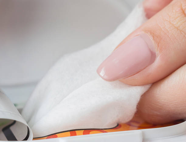 istock Baby wet wipes in a woman's hand. Close-up, selective focus. 923356188