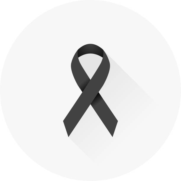 Flat Design Black Awareness Ribbon Icon Flat Design Awareness Ribbon Icon mourning ribbon stock illustrations