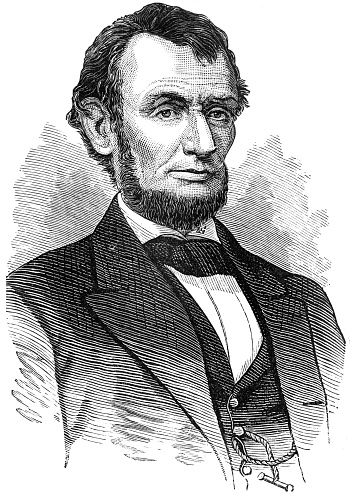 Jefferson Davis (1808 - 1889), President of the Confederate States of America during the American Civil War. Wood engraving, published in 1865.