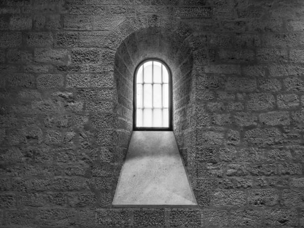 istock The old and ancient window in a church 923383670