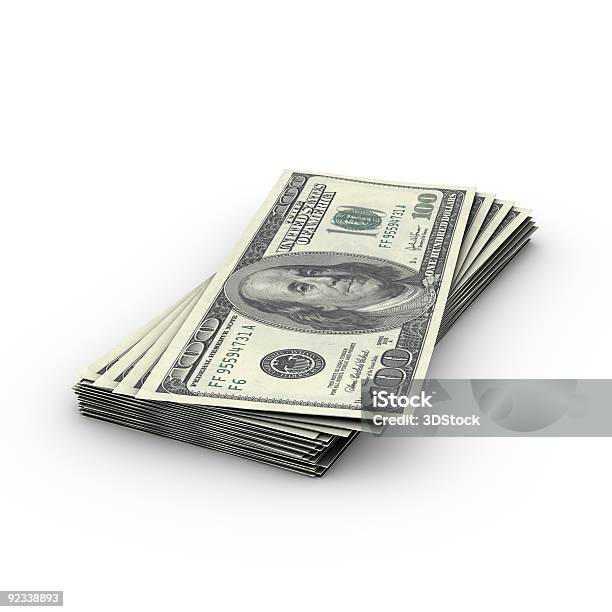 Pilha De Notas De Cem Dólares Americanos - Fotografias de stock e mais imagens de Amontoar - Amontoar, Benjamin Franklin, Branco