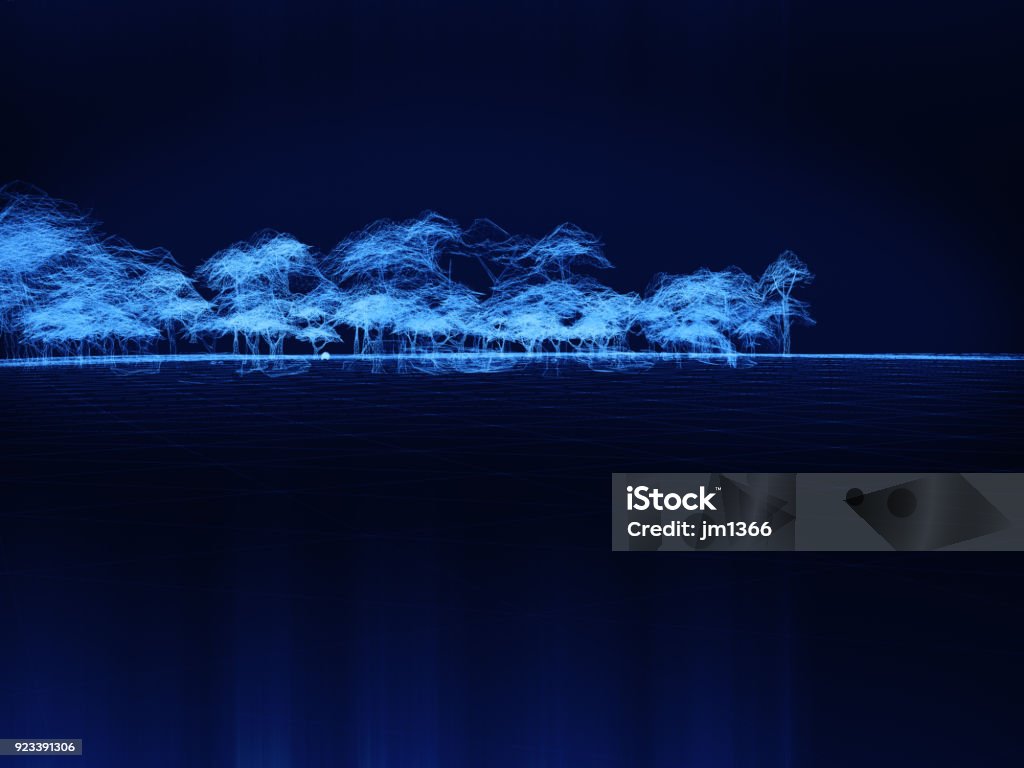 Mallas de modelos 3D de árboles, abstracta representación de bosque background.3D - Foto de stock de Abstracto libre de derechos