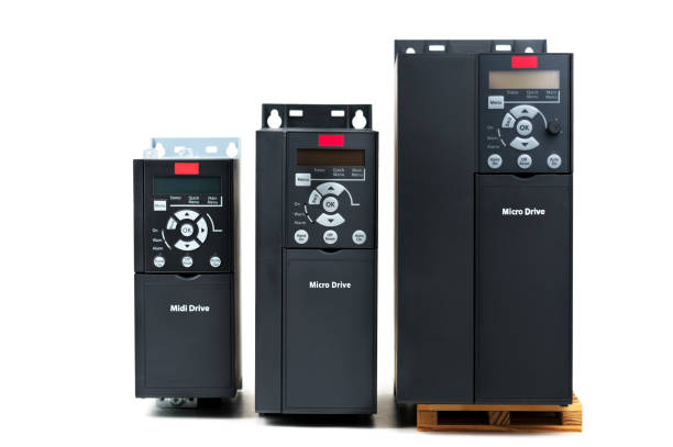 istock A group of three different sizes and capacities new universal inverter for controlling the electric current and power for industrial on a isolated white background. A frequency converter - rectifier - power stabilizer 923397428