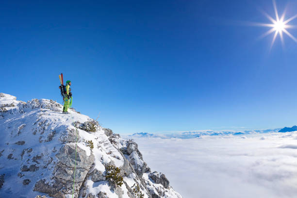 istock Ski Touring - Freerider at  Summit - Mount Kampenwand, Alps 923398066
