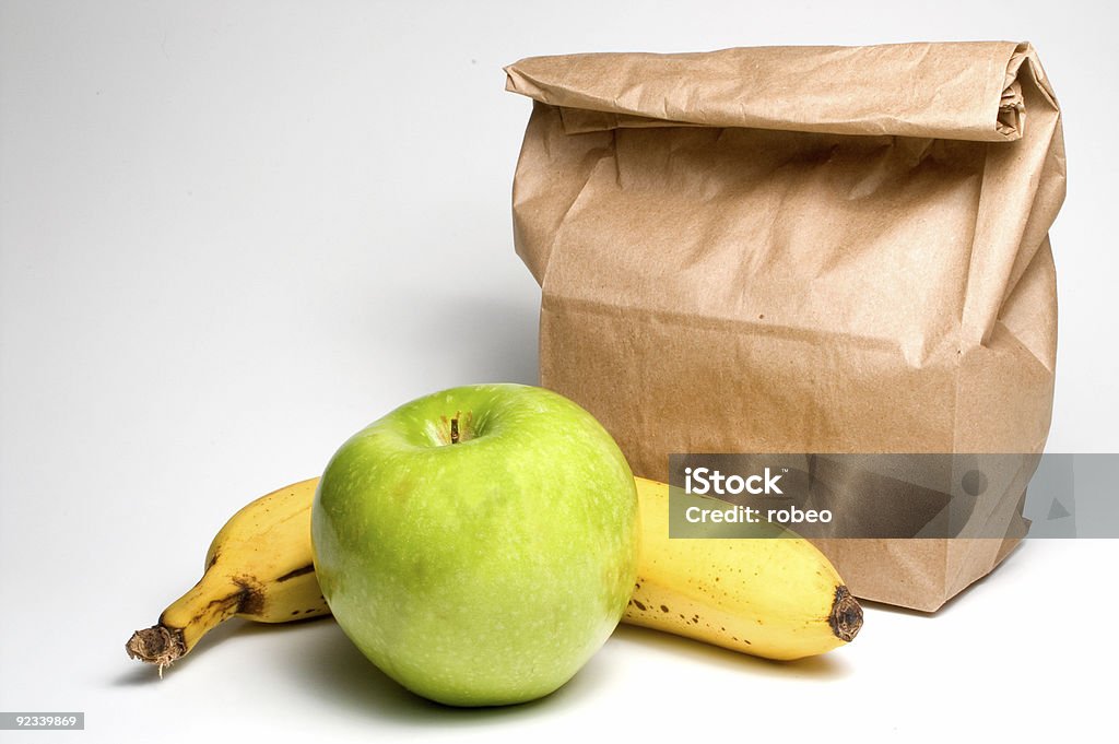 Tasche Mittagessen mit frischem Obst - Lizenzfrei Mittagessen Stock-Foto