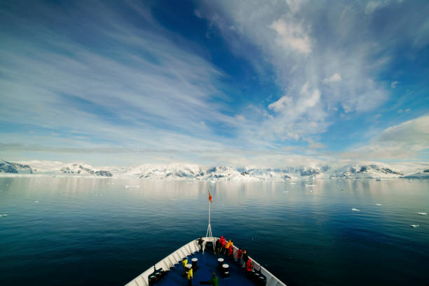 Ship in Antarctica Ship in Antarctica ships bow photos stock pictures, royalty-free photos & images