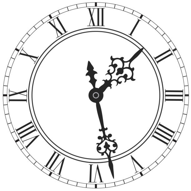 ローマ数字とエレガントな時計の顔が白い上に配置 - clock face clock antique number点のイラスト素材／クリップアート素材／マンガ素材／アイコン素材