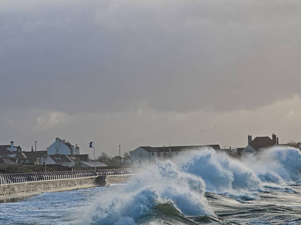 la tormenta eleanor, trearddur bay, anglesey, país de gales, enero de 2018 - eleanor fotografías e imágenes de stock