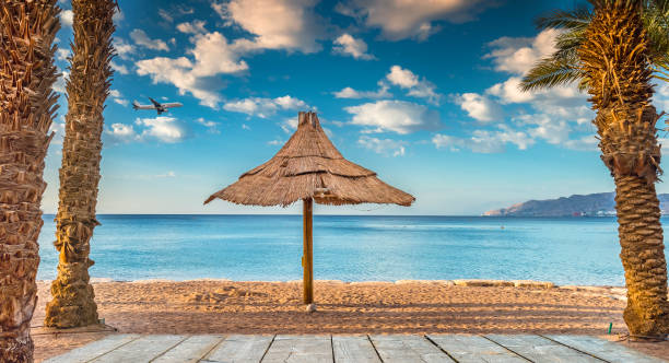istock Relaxing  atmosphere on central public beach of Eilat 923405448