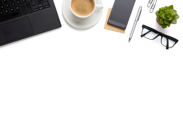 istock PC With Coffee Cup, Eyeglasses And Smartphone On Isolated White 923417428