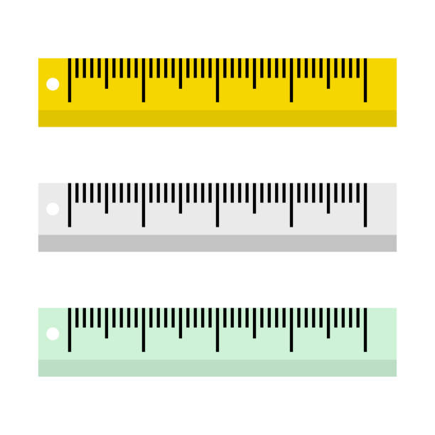 평면 스타일에 흰색 바탕에 통치자의 벡터 그림. - instrument of measurement illustrations stock illustrations