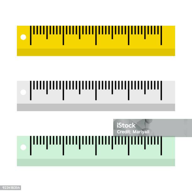 Vector Illustration Of Rulers On White Background In Flat Style Stock Illustration - Download Image Now