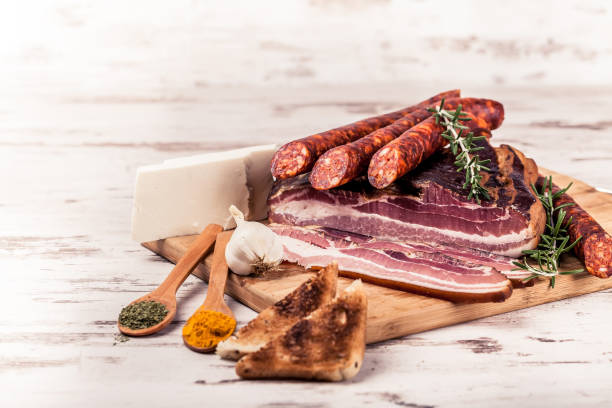 istock Tasty bacon, sausage and spices 923418918