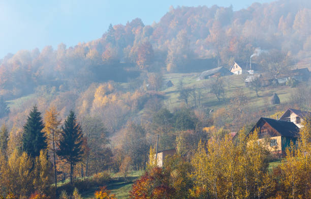 Morning autumn Carpathian mountains, Ukraine