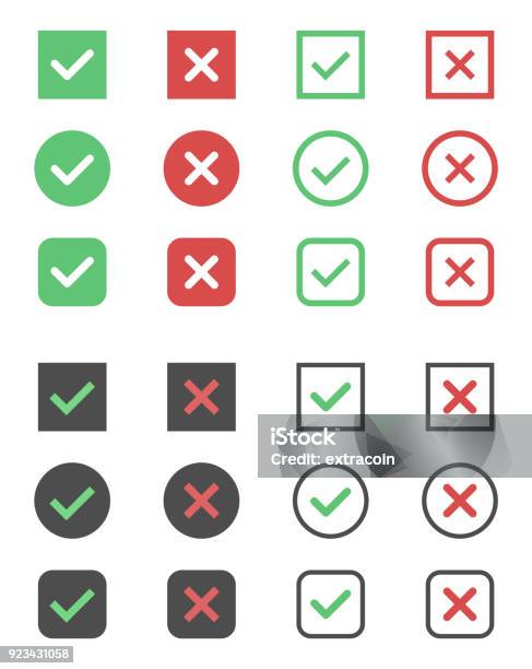 Case À Cocher Icônes Cochez Et Traverser Les Signes Coche Vecteurs libres de droits et plus d'images vectorielles de Case à cocher